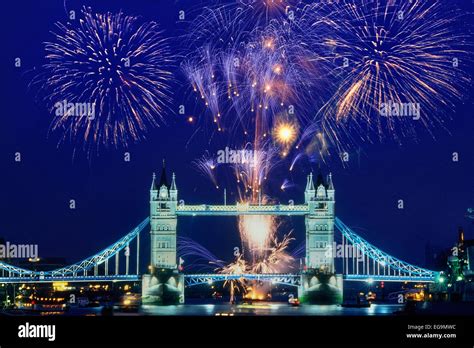 London Bridge At Night With Fireworks