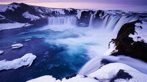 HD wallpaper: godafoss waterfall, iceland, winter | Wallpaper Flare