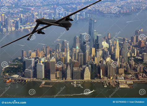 Drone over new York City stock image. Image of flyover - 53793053