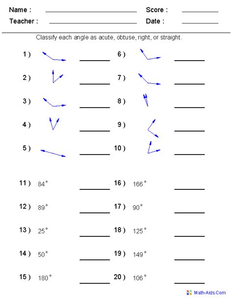 Angle Practice Worksheet - Printable Sheet Education