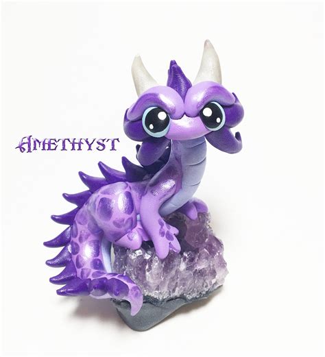 Amethyst Dragon: Mini Eastern Dragon Figurine- Purple Dragonling Sculpture