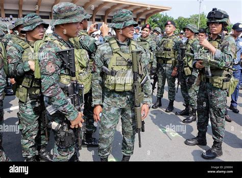 Manila, Philippines. 23rd Apr, 2017. Policemen from the Philippine Stock Photo, Royalty Free ...