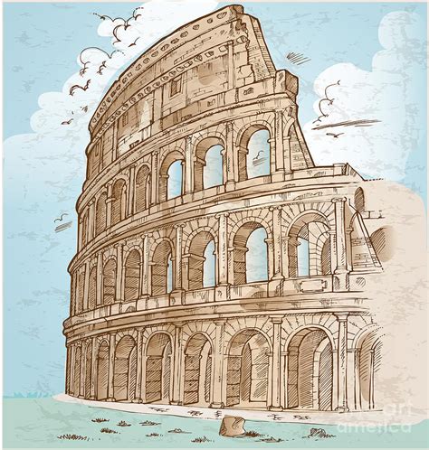 Colosseum Color Hand Draw Digital Art by Domenico Condello - Fine Art America