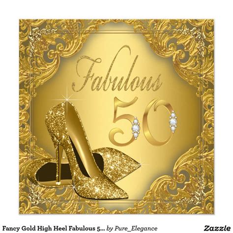 Fancy Gold High Heel Fabulous 50th Birthday Invitation | Zazzle | 60th birthday invitations ...