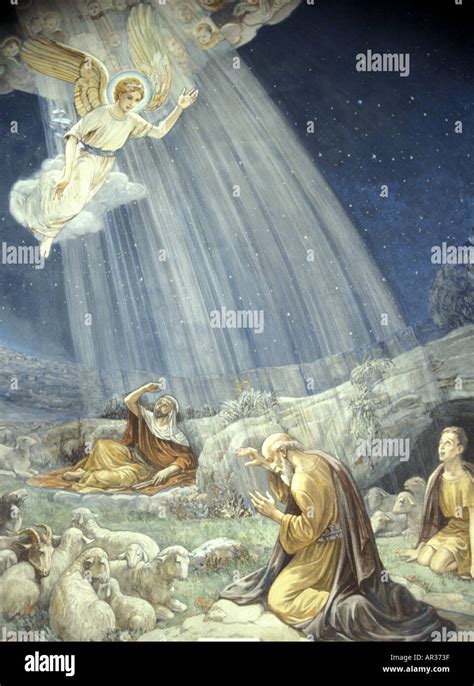 Mural of the Angel Gabriel revealing Christ's birth to the shepherds Stock Photo: 1521470 - Alamy