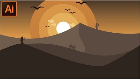 Adobe Illustrator CC Tutorials How to Make a Beautiful Desert Landscape ... | Landscape ...