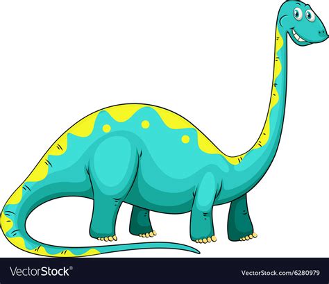 Blue dinosaur with long neck Royalty Free Vector Image