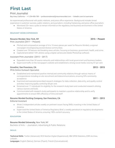 Broadcast Journalist Resume Examples for 2024 | Resume Worded