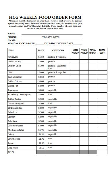 FREE 40+ Food Order Form Samples, PDF, MS Word, Google Docs