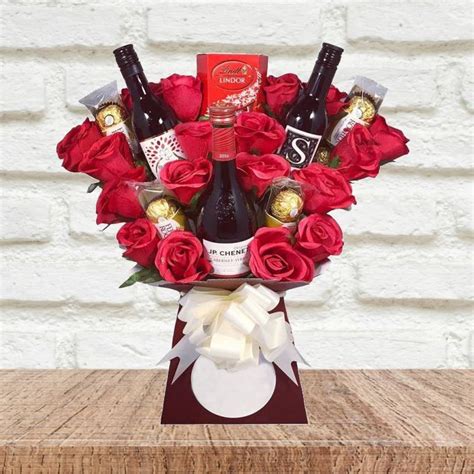 Red Wine and Roses Chocolate Bouquet | Funky Hampers