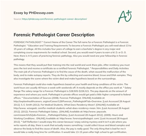 Forensic Pathologist Career Description (400 Words) - PHDessay.com