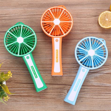 2017 Outdoor Mini HandHeld Fan Portable Lemon Fan Beautiful Colors USB Battery Rechargeable Fan ...