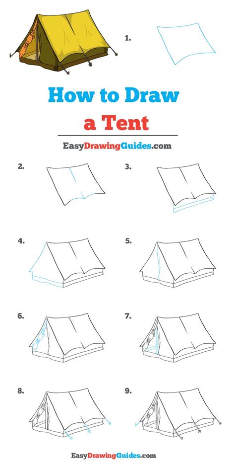 How to Draw a Tent - Really Easy Drawing Tutorial | Tent drawing, Easy ...