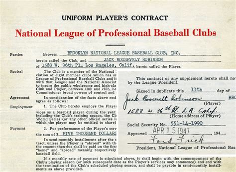 Jackie Robinson's historic baseball contracts that broke the color ...