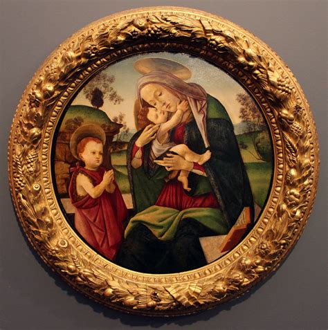 File:Sandro botticelli e bottega, madonna col bambino e san giovannino in un tondo, 1490-1500 ca ...