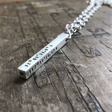 Men's Personalized Necklace Sterling Silver SOLID Bar Necklace 4 Sided Dad Hipster Daddy ...