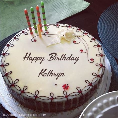 ️ Candles Decorated Happy Birthday Cake For Kathryn