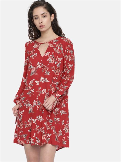 Buy AMERICAN EAGLE OUTFITTERS Women Red Printed A Line Dress - Dresses ...