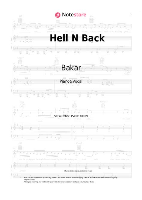 Hell N Back piano sheet music and voice Bakar in Note-Store.com | Piano ...