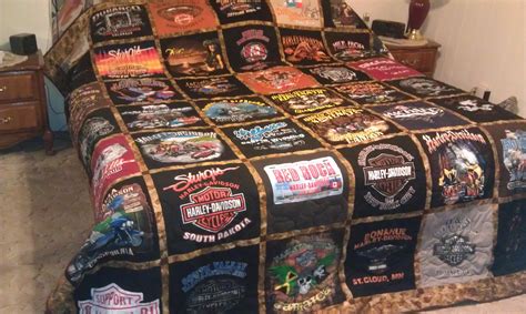 Harley Davidson tee shirt quilt I made for customer | Tshirt quilt pattern, Harley davidson ...