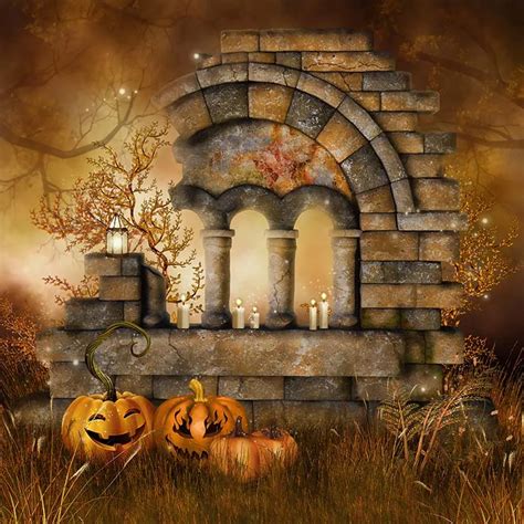 Vinyl fabric Halloween photography backdrops brick buildings ...