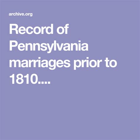 Record of Pennsylvania marriages prior to 1810.... | Marriage records ...