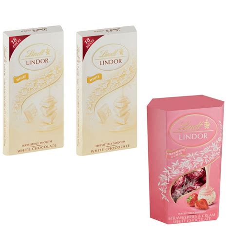 Lindt Lindor Strawberries & Cream Truffles (200g) & White Chocolate ...