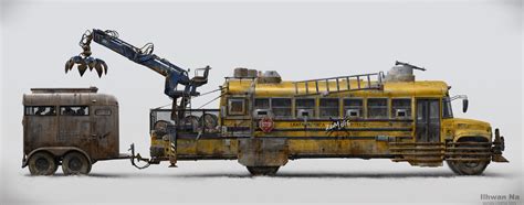 Vehicle. Bus. trailer. Apocalypse. ArtStation - ZOMBIE SCHOOL , Ilhwan Na | Apocalypse Adventure ...