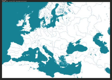 Europe River Blank Map