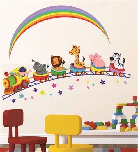 Buy PVC Wall Stickers Animals Train and Rainbow by Print Mantras Online - Kids Wall Stickers ...