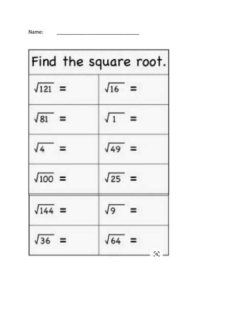 Square Roots Worksheet for 4th - 6th Grade | Lesson Planet - Worksheets ...