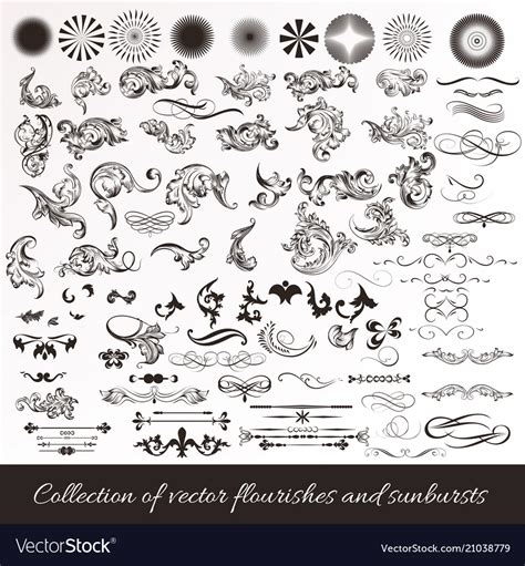 Collection of hand drawn flourishes Royalty Free Vector