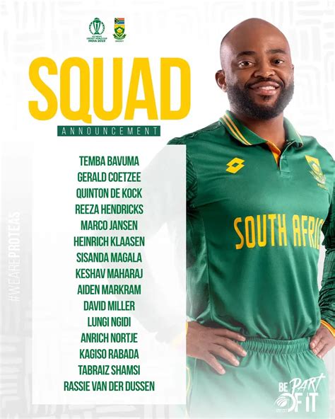 South Africa Team Squad, Players List - ICC Cricket World Cup 2023