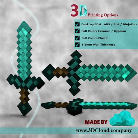 Minecraft Sword - 3D Print Kid Toy free 3D Model 3D printable .stl - CGTrader.com