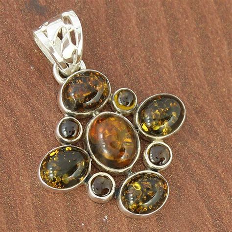 Rare Fossil Amber Pendant Natural Amber by jewelrycraftsupplier