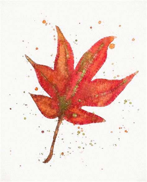 Maple Leaf Art Print Watercolor Painting Seasonal Wall Art - Etsy