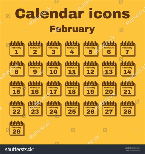 Calendar Icon February Symbol Flat Vector Stock Vector (Royalty Free ...