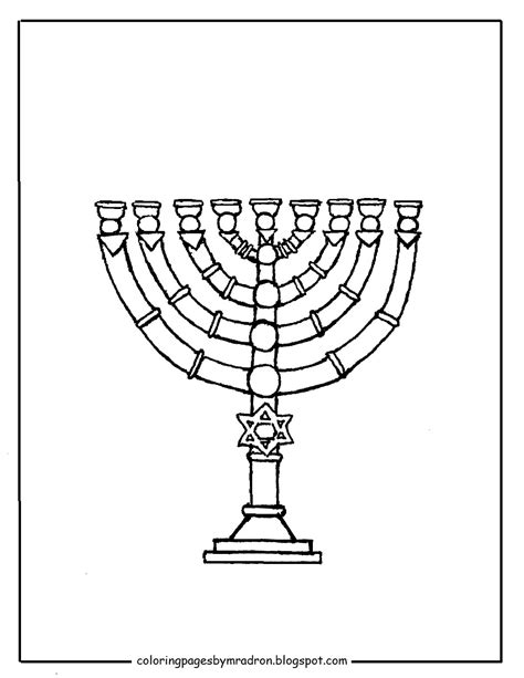 Coloring Pages for Kids by Mr. Adron: Free Printable Menorah Coloring Page