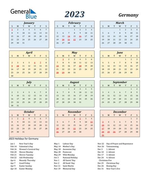 2023 Germany Annual Calendar With Holidays Free Printable Templates ...