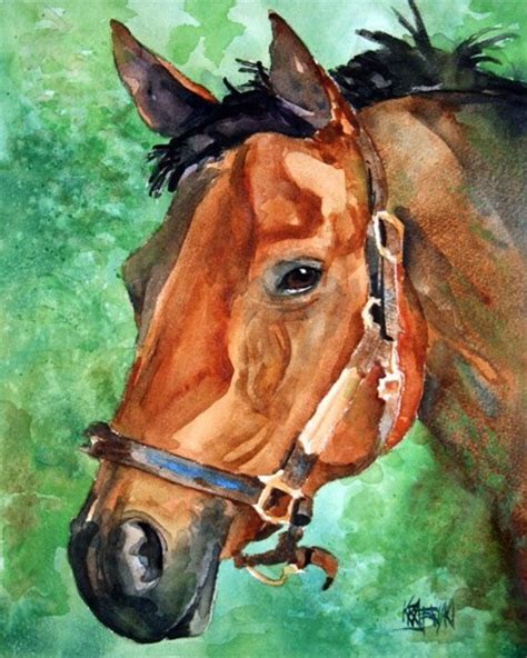 Bay Horse Art Print of Original Watercolor Painting 11x14