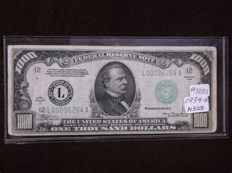 Series of 1934 A One Thousand Dollar Bill- #L00096264A