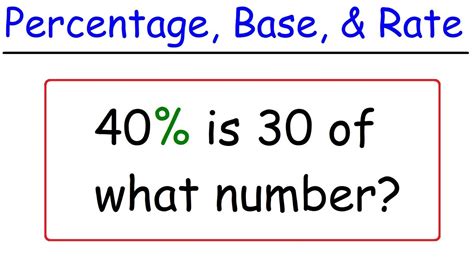 Percentage, Base, and Rate Problems - YouTube