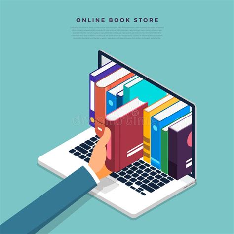 Flat Design Concept Online Books Store. Hand Pick Book from Internet ...