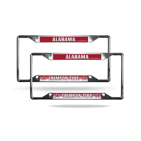 Alabama NCAA Crimson Tide Chrome (2) EZ View License Plate Frame Set ...