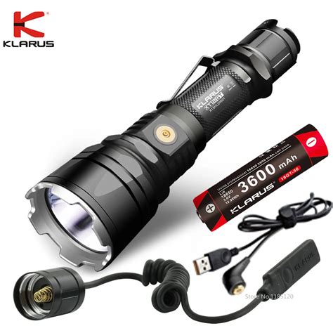 KLARUS XT12GT Rechargeable Flashlight Kit CREE XHP35 HI D4 torch with 18650 3600mAh battery ...