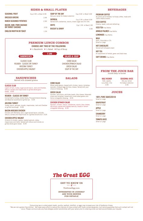 MENU - THE GREAT EGG