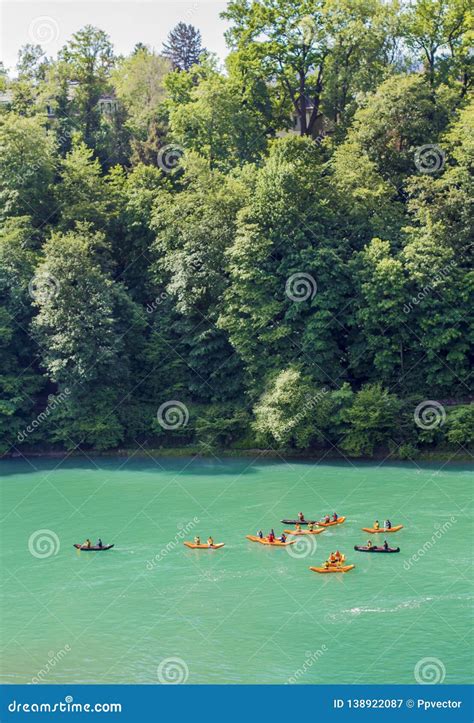 Kayaks on the River Aare. Rafting on the River Aare Stock Image - Image of exercise, blue: 138922087