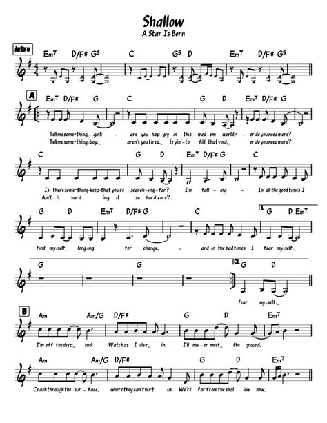 Shallow Lead Sheet Sheet music for Piano (Solo) | Musescore.com