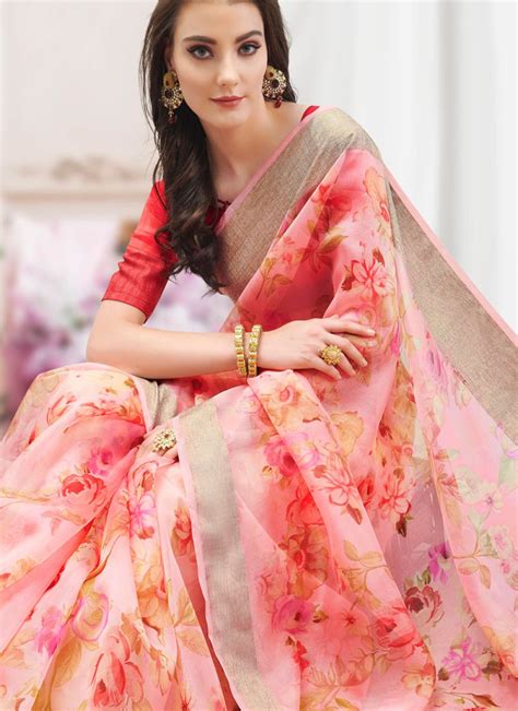 Buy Organza Printed Saree Online : 141242 - Saree