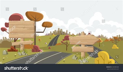 Cartoon Road Wooden Sign Ad Signs Stock Vector (Royalty Free) 430385569 ...